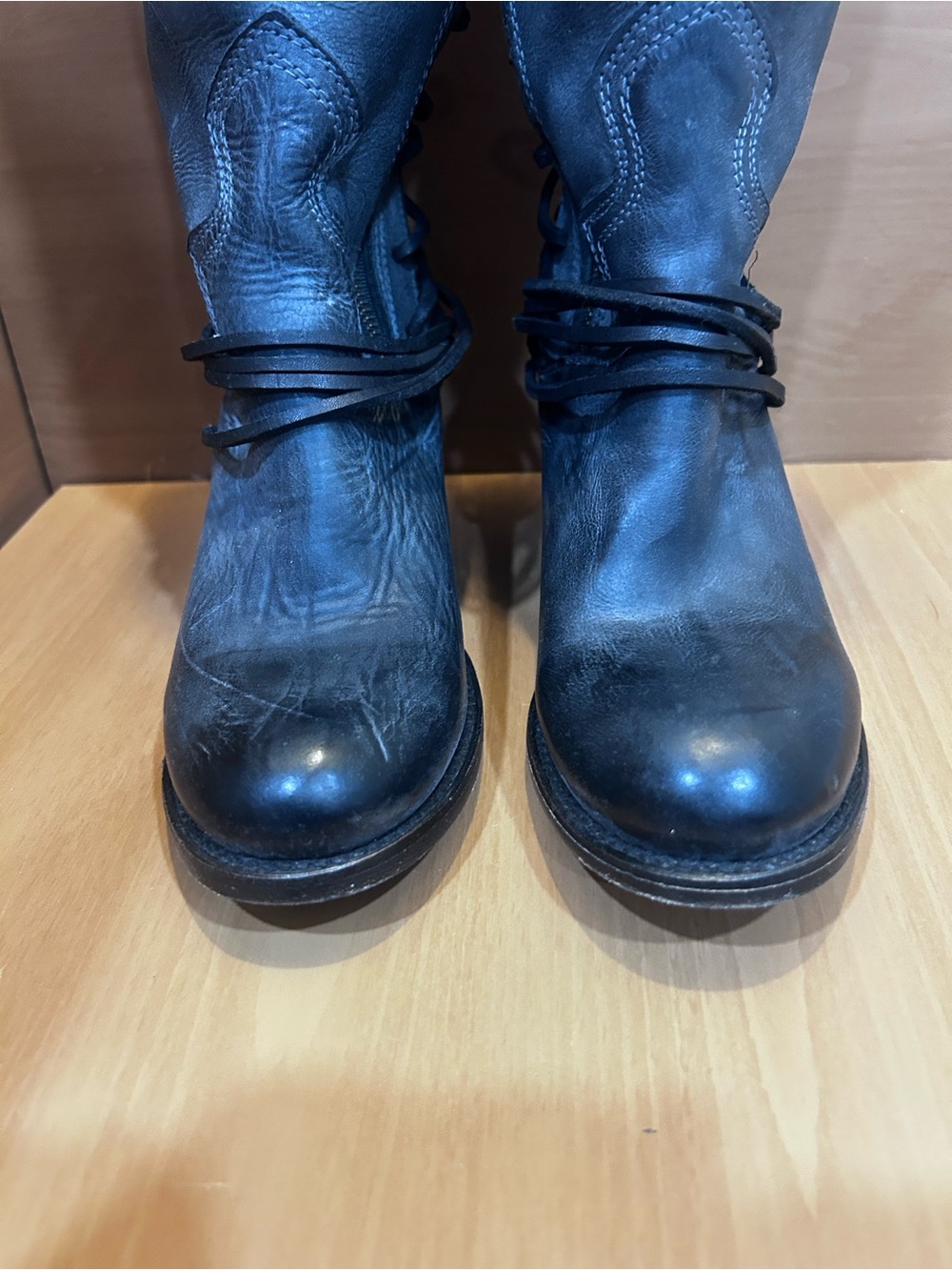 Freebird by Steven Coal Black Leather Tall Boots Size 8 - Picture 10 of 11